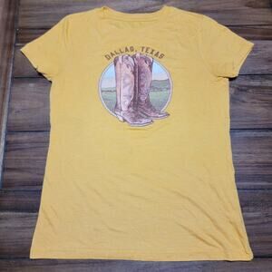 Aeropostale Classic Crew Yellow Tee "Dallas Texas" Boots - Size Junior Large